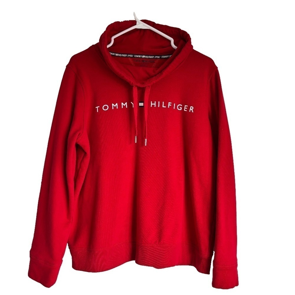 Tommy Hilfiger super soft red funnel neck pullover sweatshirt size L